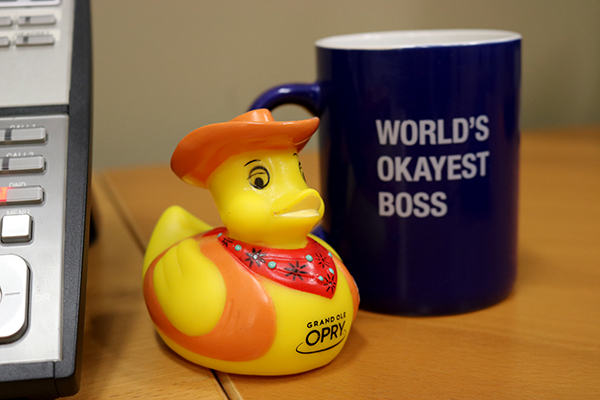 Cowboy Duck enjoying a nice day in the office.