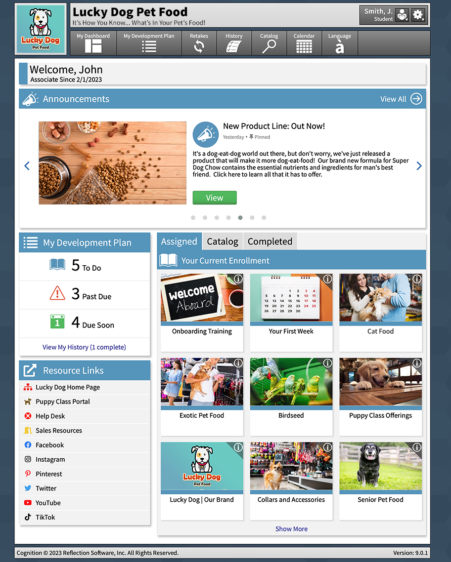 Cognition Dashboard branded for Lucky Dog Pet Food